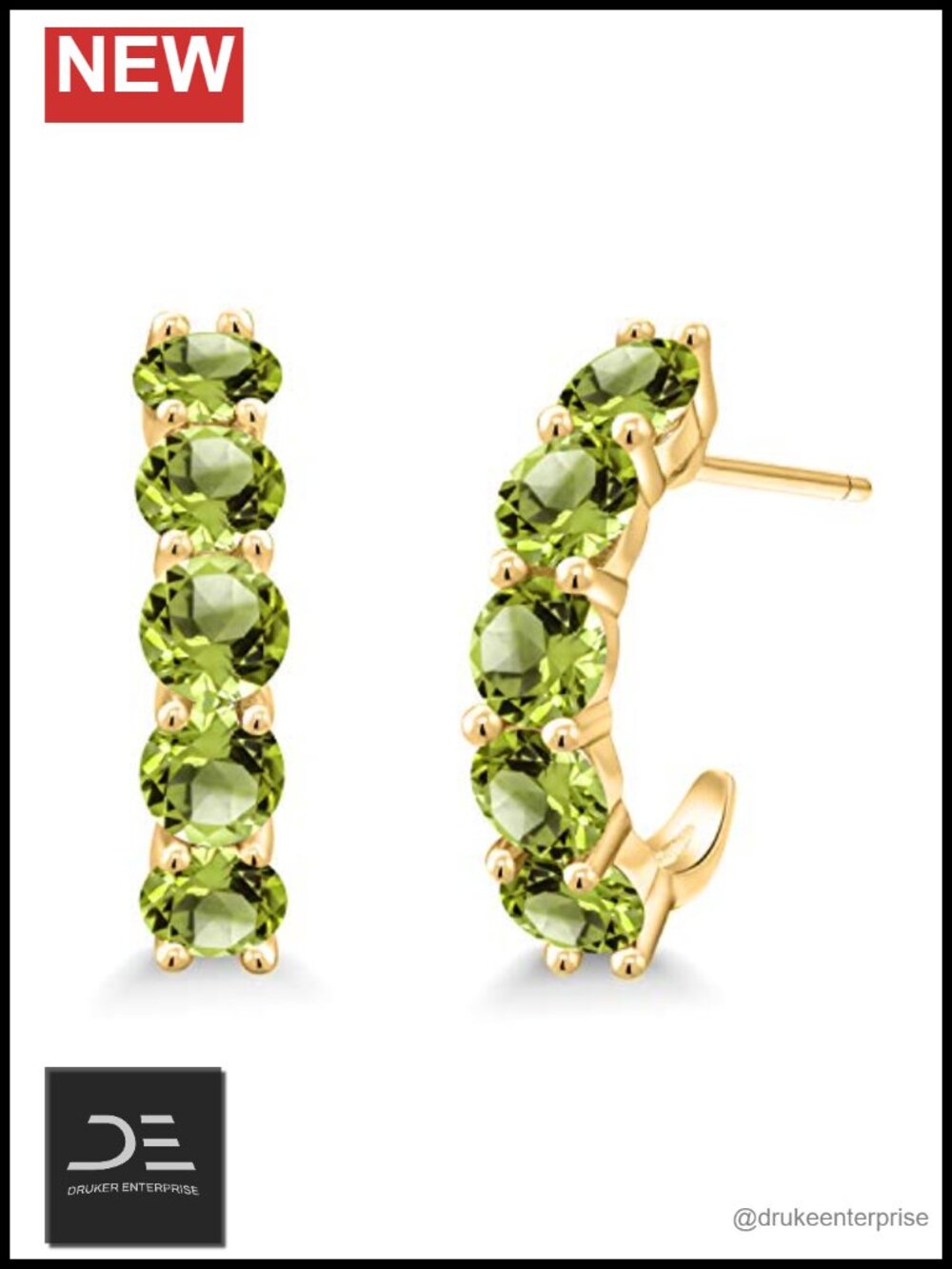 Gemstone Birthstone Open Hoop Earrings 925 Sterling Silver 18K Gold Plated